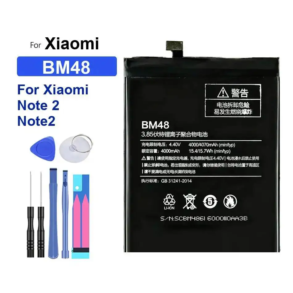 

Reliable Power Supply Mobile Phone Battery For Xiaomi Note 2 Note2 4000Mah Long Lasting BM48