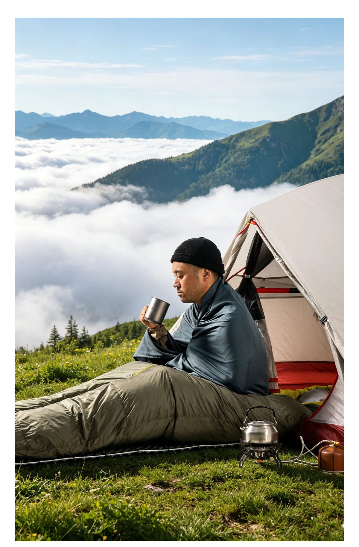 BISINNA Tragbarer Schlafsack-Innenschlafsack mit Kissenbezug, ultraleichter Polyester-Pongee-Schlafsack für Camping, Reisen, Hotel, 220 x 80 cm – Detail 1