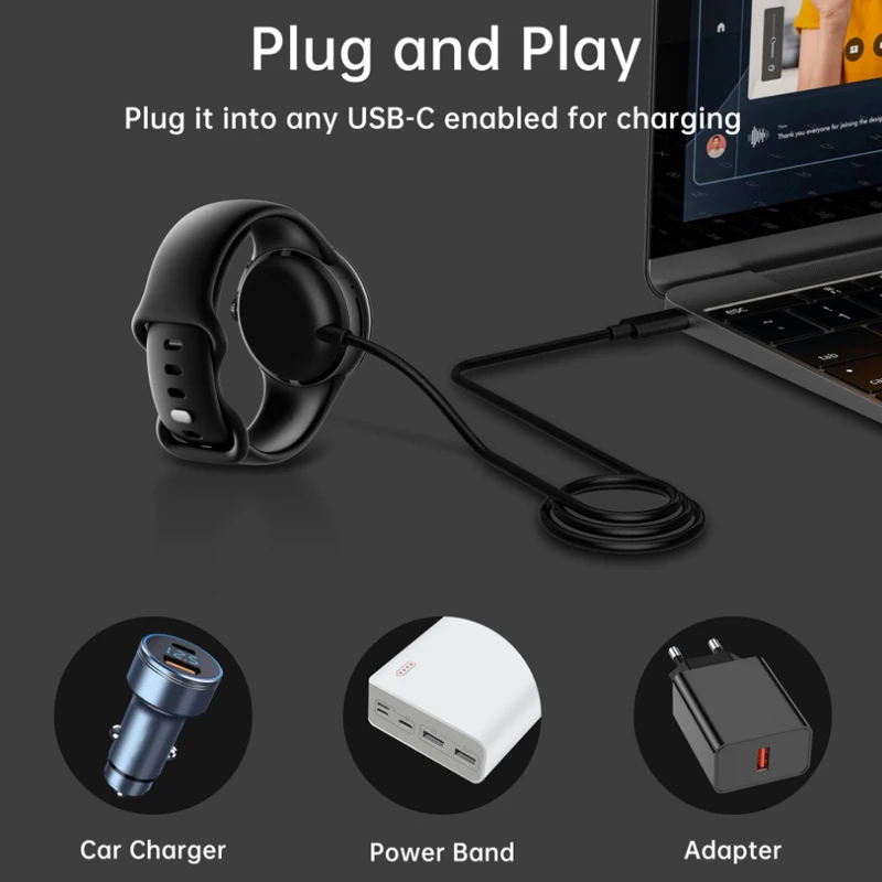 Typ C Smartwatch ładowarka dokująca Adapter magnetyczny kabel ładujący USB przewód bazowy przewód do zegarka Google Pixel Smart Watch akcesoria