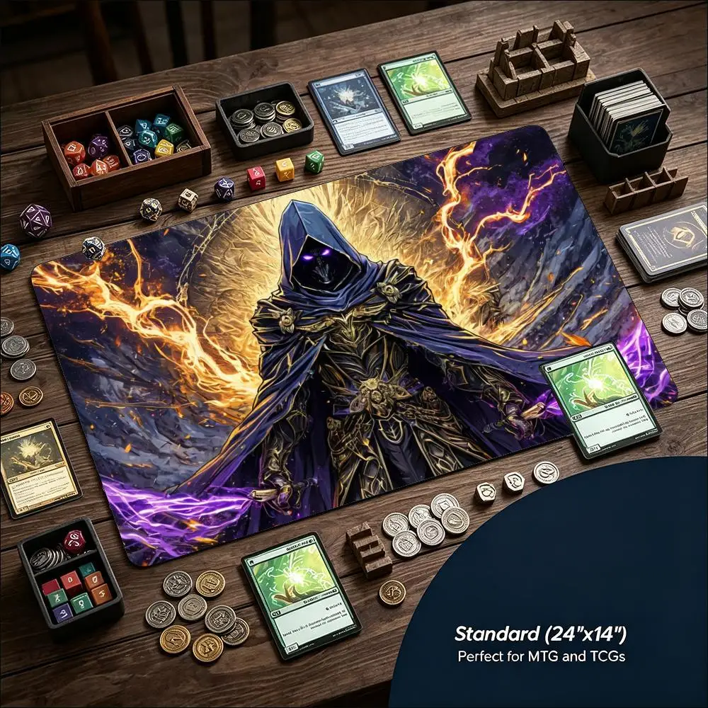 Gaming Desk Mat XXL Neon Cyber Warrior Sword Stitched Edge Anti-Slip Rubber Base Keyboard Mat for PC Gamer TCG Playmat Decor