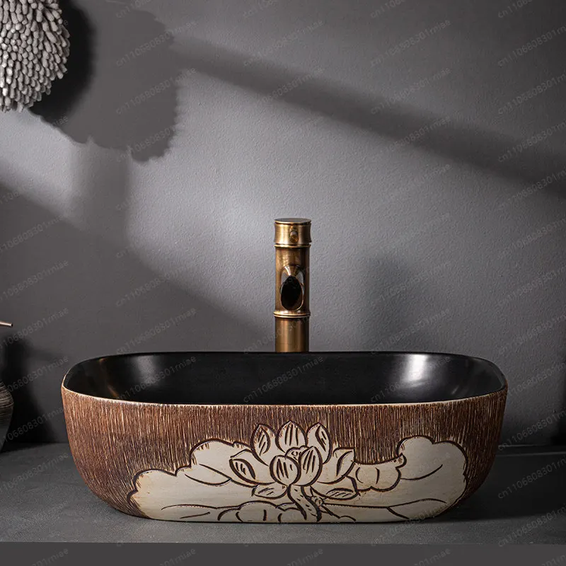 

Chinese countertop basin, antique washbasin, washbasin, ceramic art, retro washbasin, bathroom, sink, basin