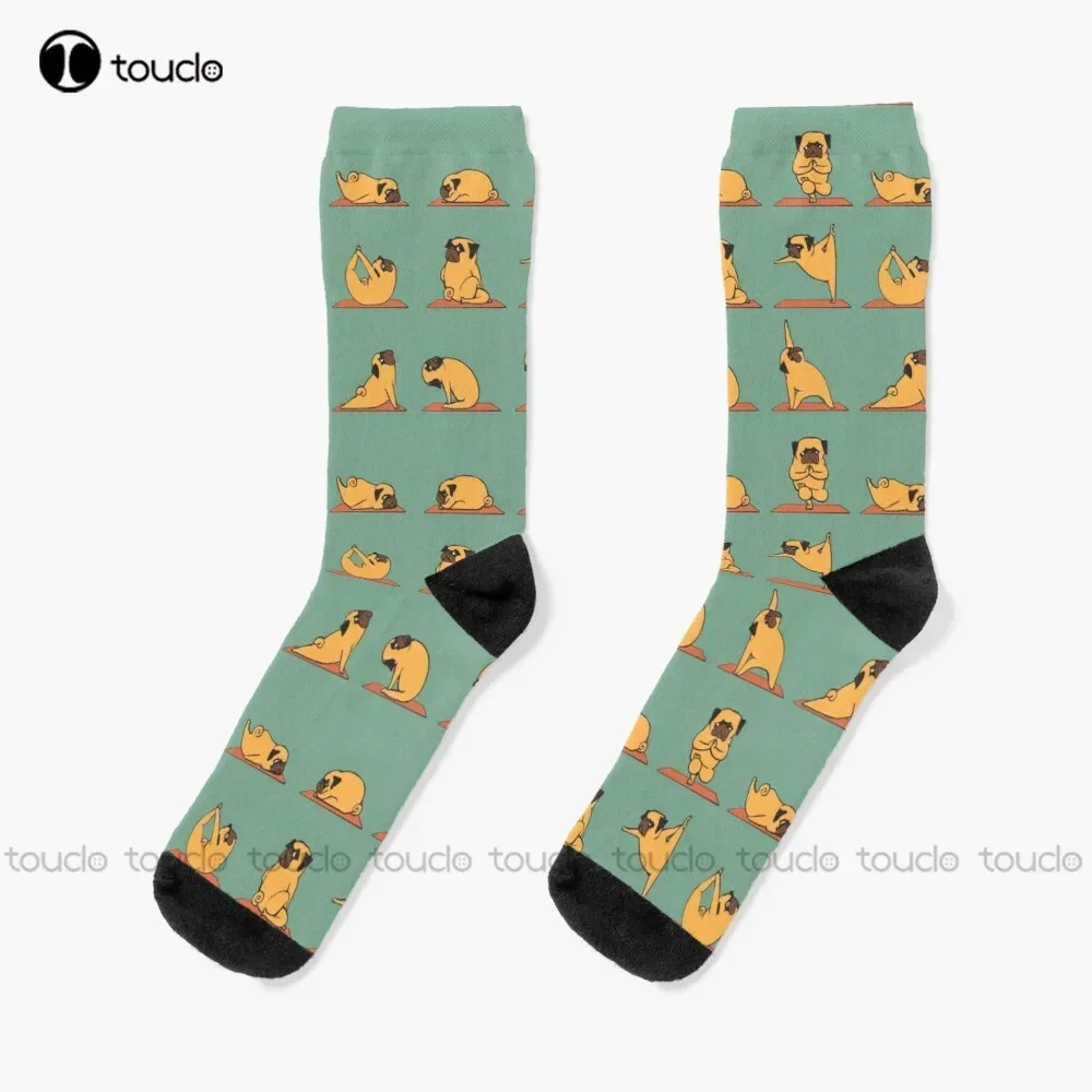 Pug Bull Yoga Socks Boys Socks Personalized Custom Unisex Adult Teen Youth Socks 360° Digital Print Halloween Christmas Gift