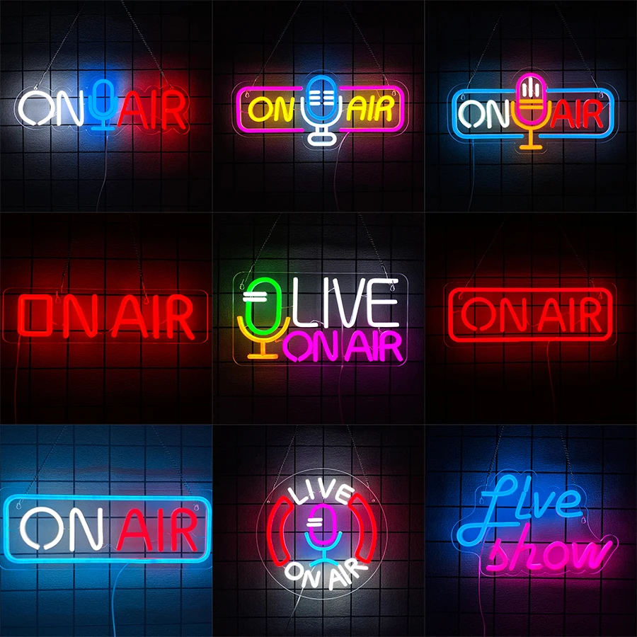 On Air Neon Sign for Wall Decor,Live Show LED Artwork Décor for Live Room, Game Room, Broadcasting Room,Music Studio,USB Powered
