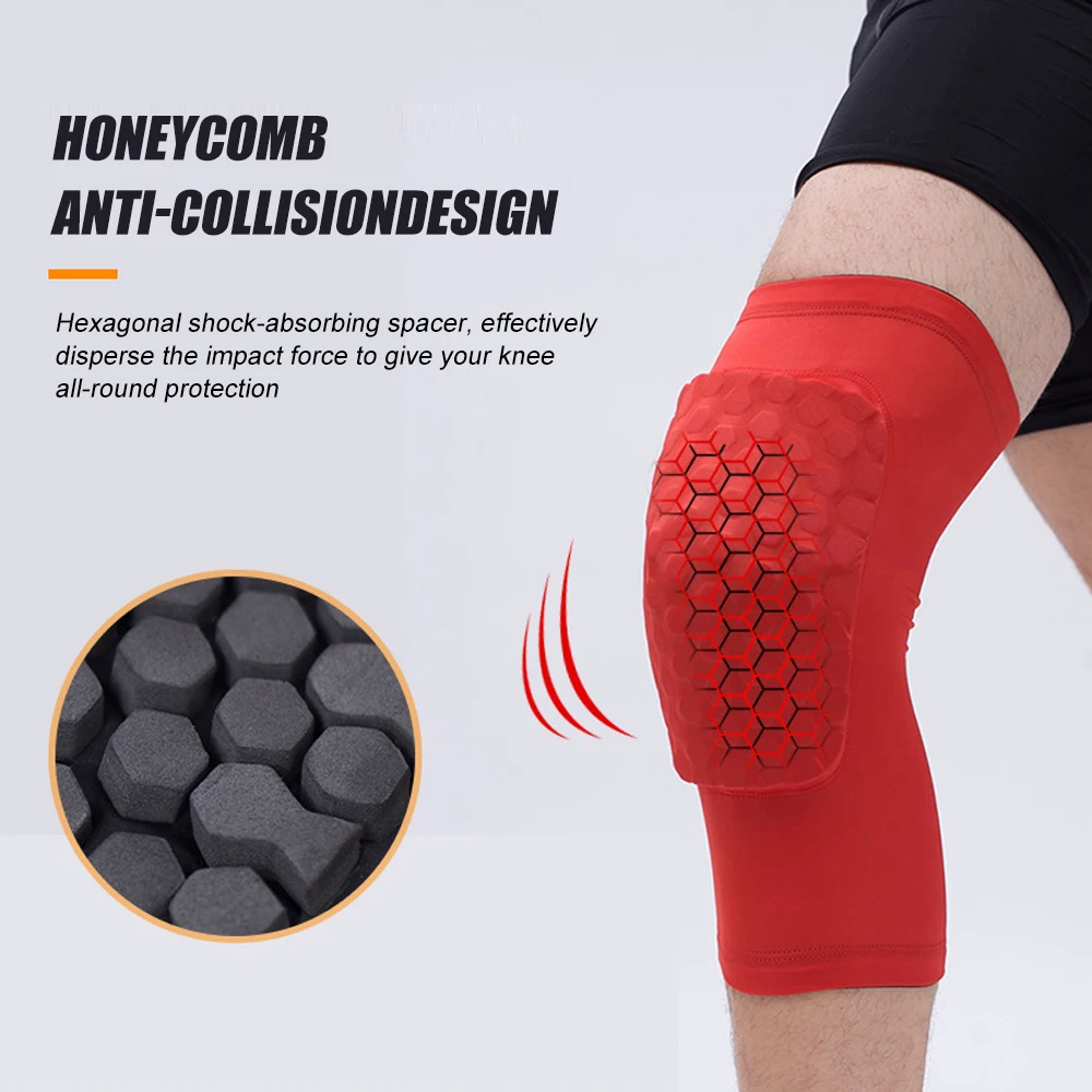 1 paar Waben Basketball Knie Pads Kurze Design Kompression Bein Ärmeln Kneepad Volleyball Schutz Brace Unterstützung – Detail 6