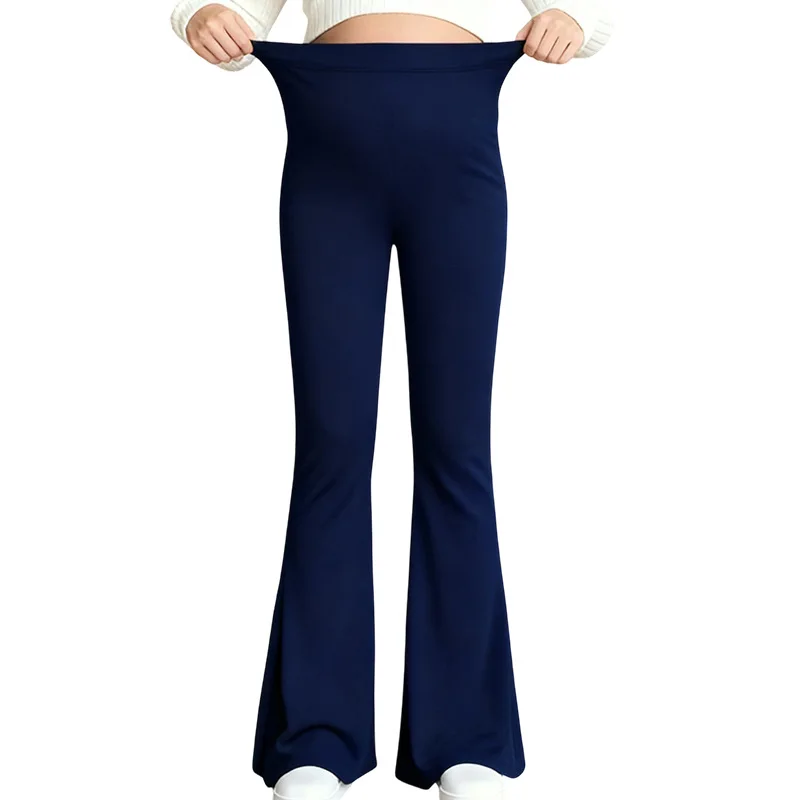 Pregnant Women Casual Flared Pants Maternity High Waist Belly Support Stretch Slim Fit Trousers 2026 Spring Pregnancy Clothing