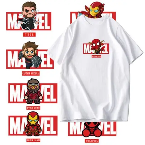 Avengers: Endgame Marvel Collaboration T-shirt, Iron Man, Spider-Man, Thor, Hulk, Deadpool Anniversary Cotton Short-Sleeve