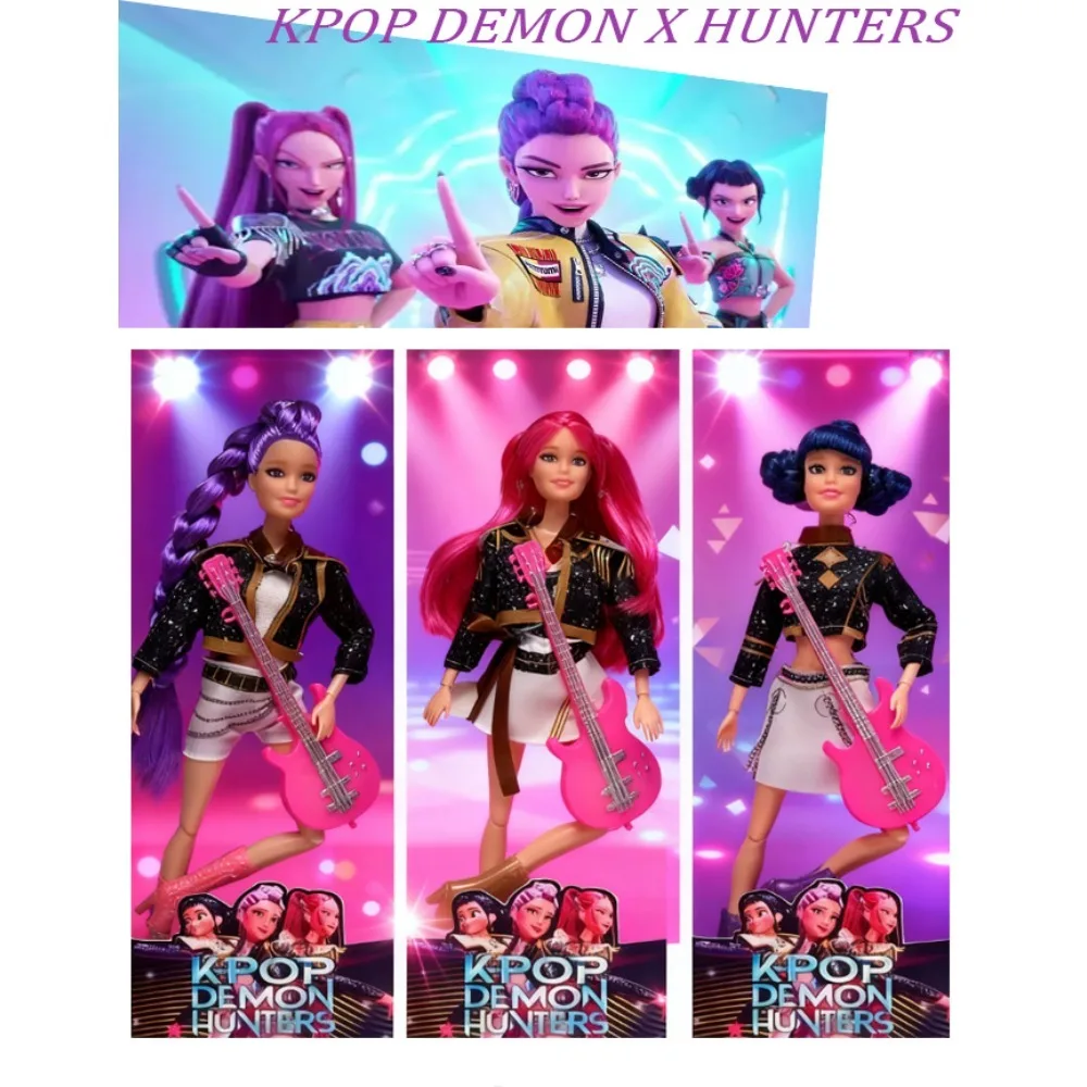 Kpop Demon Hunters Action Figure Toy Set Derpys Tiger Rumi Mira Zoey Sussy with Colorful Lights for Fans Christmas Gifts