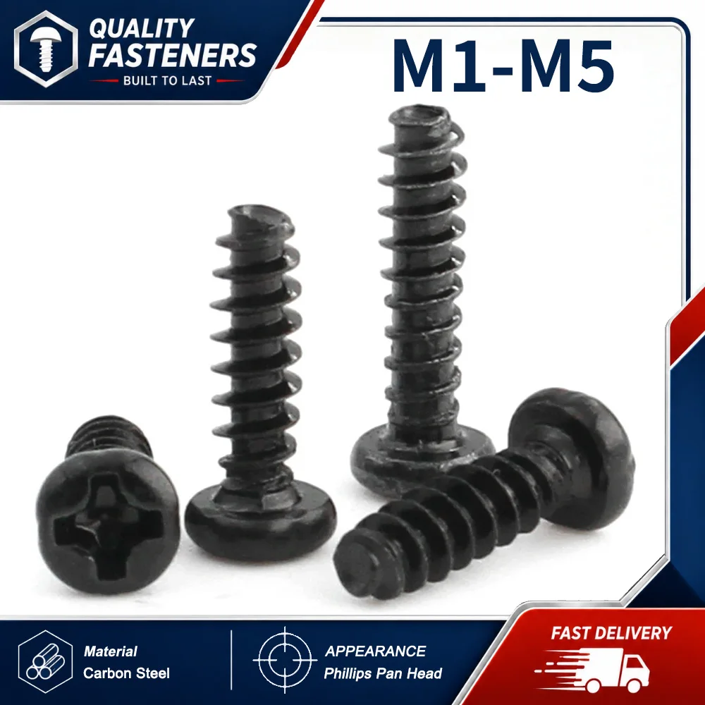 20-200 peças de aço carbono m1 m1.2 m1.4 m1.7 m2 m2.3 m2.6 m3 m3.5 m4 m5 mini phillips cruz recesso pan cabeça parafuso auto-roscante