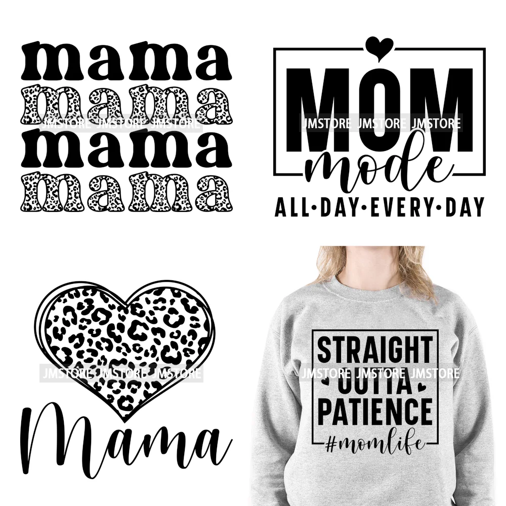 

Funny Mama Power Vibes Blessed Mom Life Quotes Mothers Day Iron on DTF Washable Transfers Stickers Ready to Press for T-shirts