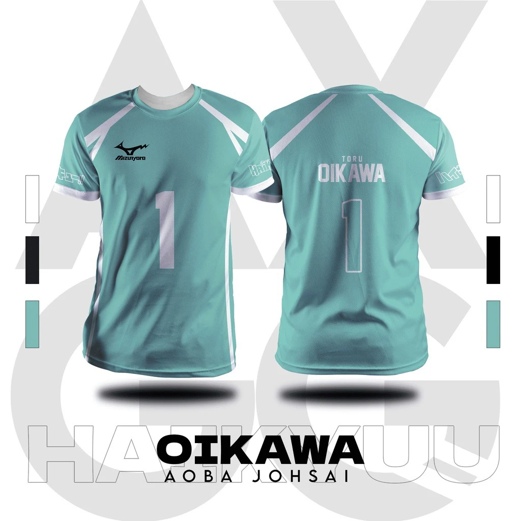 Bandai Haikyu!! Aoba Johsai Volleyball Team Jersey Oikawa No.1 Cosplay T-Shirt Summer Breathable Quick Dry Athleisure T-Shirt