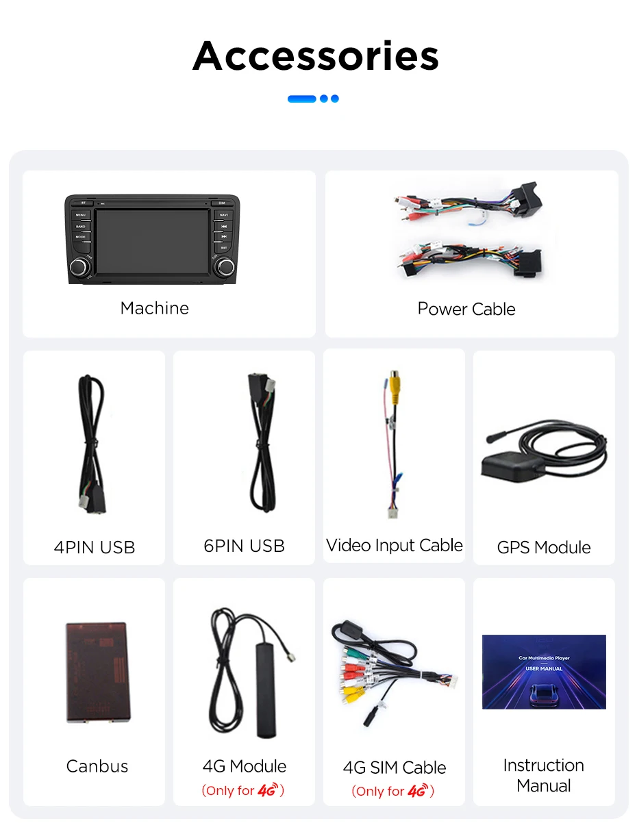 Junsun 7-Zoll-Android-Autoradio für Audi A3 8P S3 2003-2012 CarPlay Auto-Multimedia-Stereo-Intelligentes System 4G GPS RDS DSP DAB+ 8-Kern-Player – Detail 29