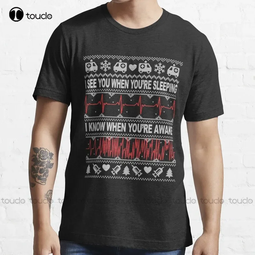 Tachy Nurse And Doctor Ugly Christmas Sweater Medical Ekg T-Shirt Shirt Printing Custom Aldult Teen Unisex Fashion Funny Xs-5Xl