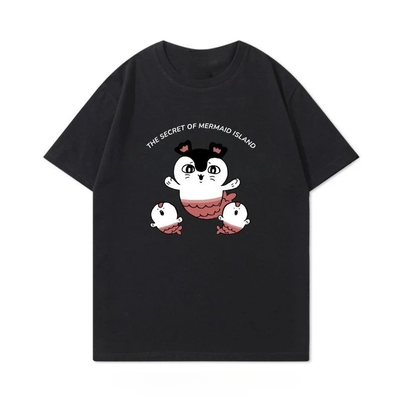 Chiikawa Cute Kawaii Anime Starry Tee Men's Women's Black Retro Cool Graphic Art Print Oversized Short Sleeve Streetwear Top