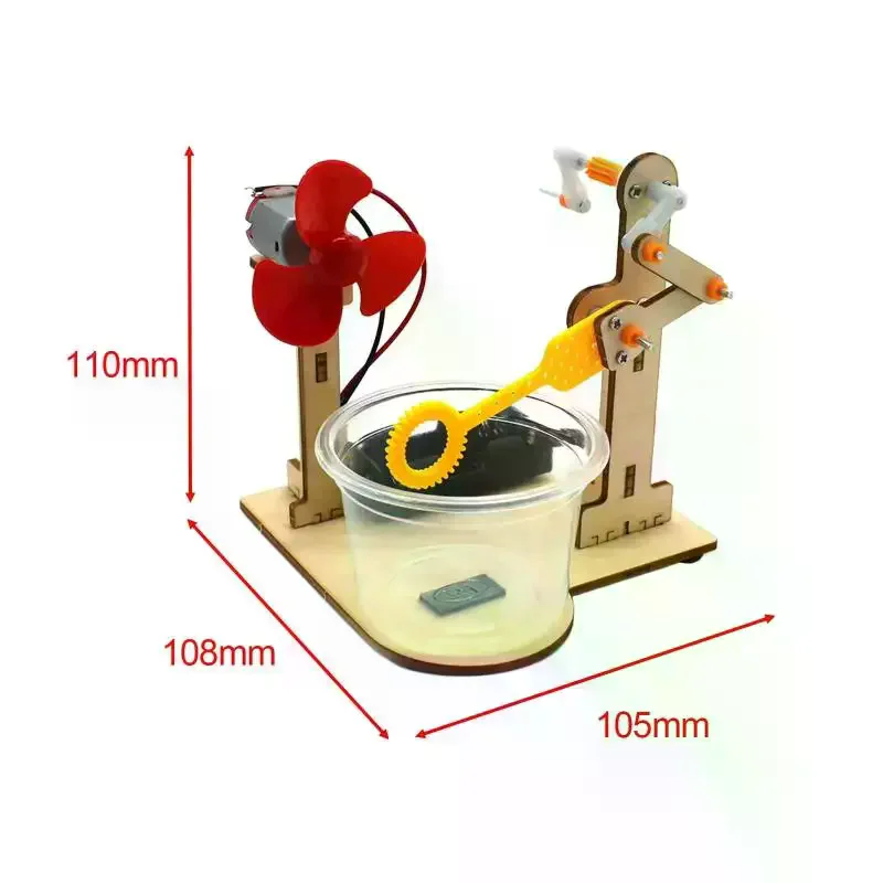 1 Set Early Learning Toy Technology Wooden DIY Hand Cranked Bubble Machine Toy For Kids Science Experiment Teaching Aids