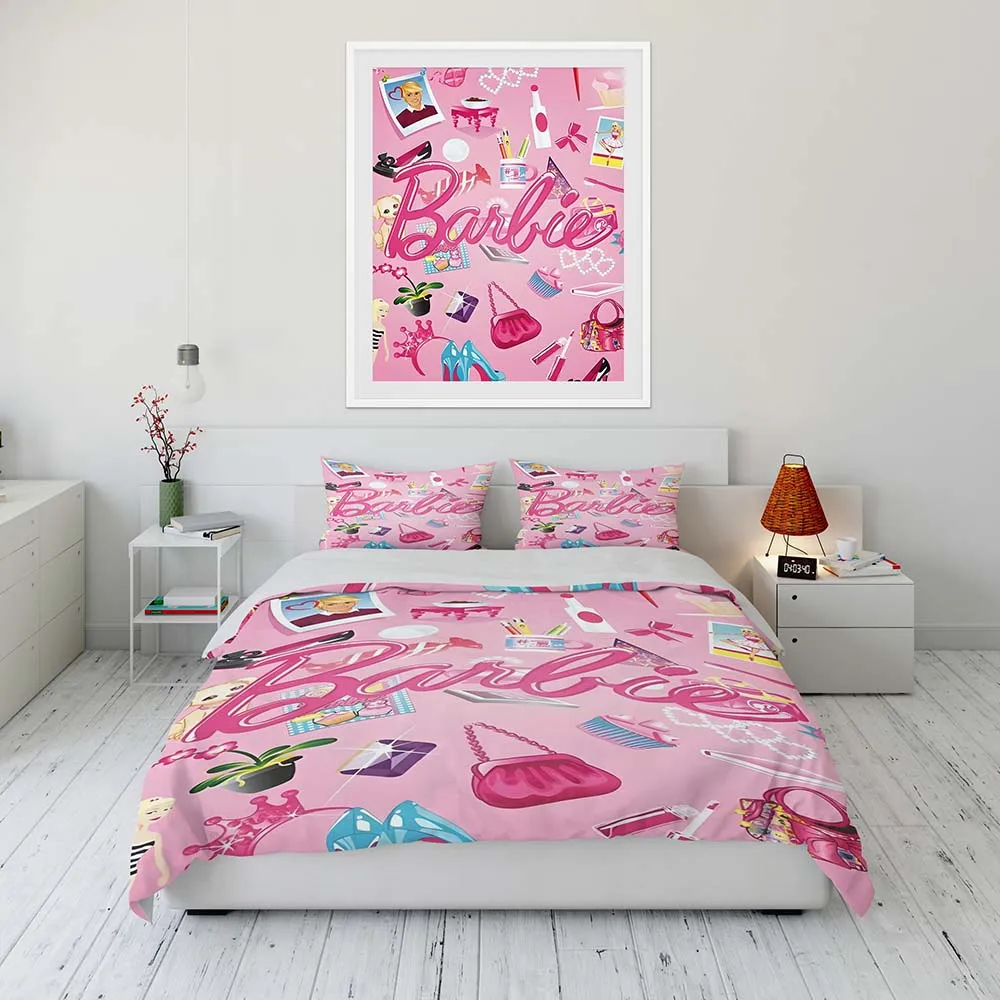 

Barbie Cartoon Anime Children Stitch Duvet Cover Set Comforter King Size Bedding Quilt Queen Twin Grade A Printed 3d Children'S