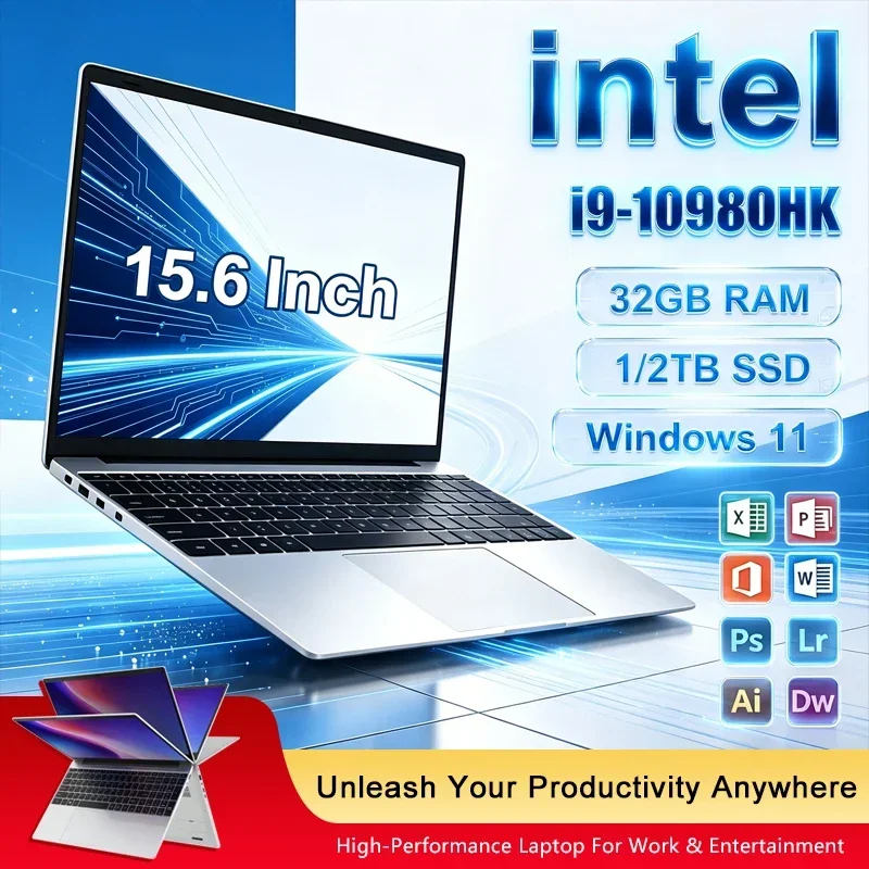 15.6 Inch Full HD IPS Laptop 120Hz Screen Intel Core i9-10980HK 32GB RAM 2TB SSD Backlit Keyboard Long Battery Life Windows 11
