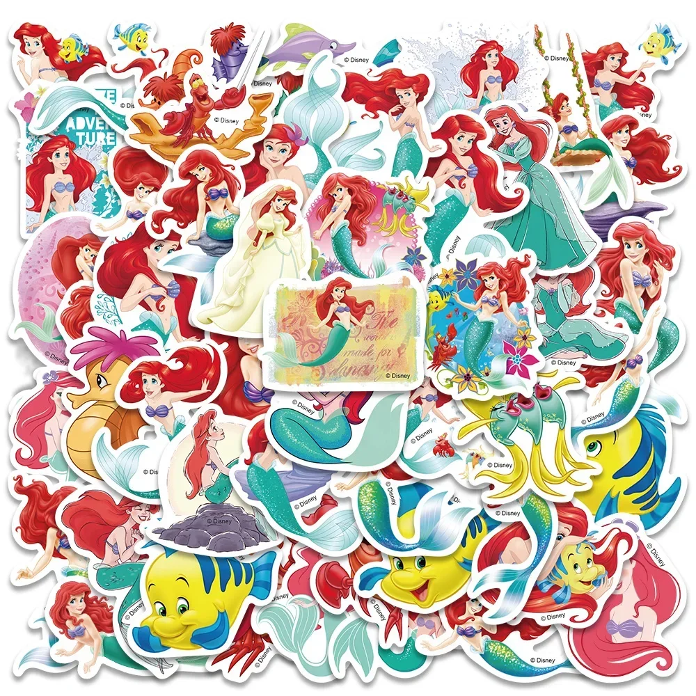 50pcs Disney The Little Mermaid Ariel Princess Stickers Aesthetic Graffiti Decals For Kids Laptop Luggage Skateboard Sticker