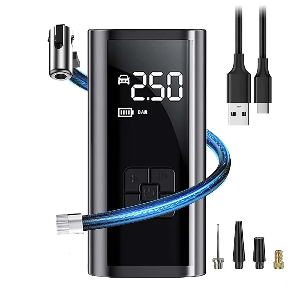 Portable Tire Inflator Rechargeable Air Pump Electric Inflator For Car Bicycle Digital Air Compressor Football Ball Inflator