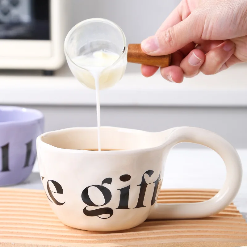 EpeiusHome Ceramic Cup Creative Letters Coffee Cup Desktop Casual Cup Tea Cup Afternoon Tea Mug