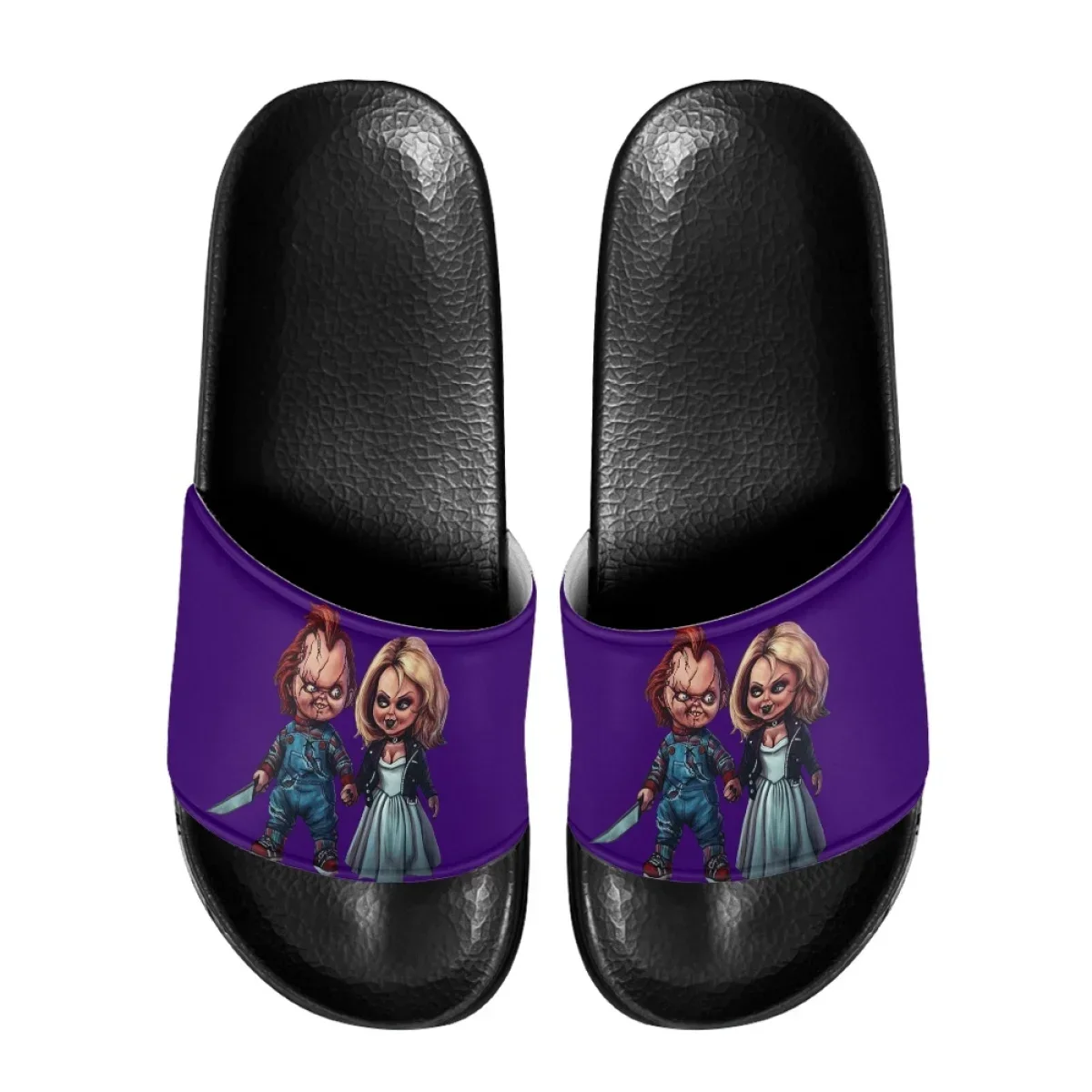 Chucky Print Black Soft Sole Shower Slippers Scary Halloween Gift Fashion Summer Lightweight Sandals For Women Home Non-Slip