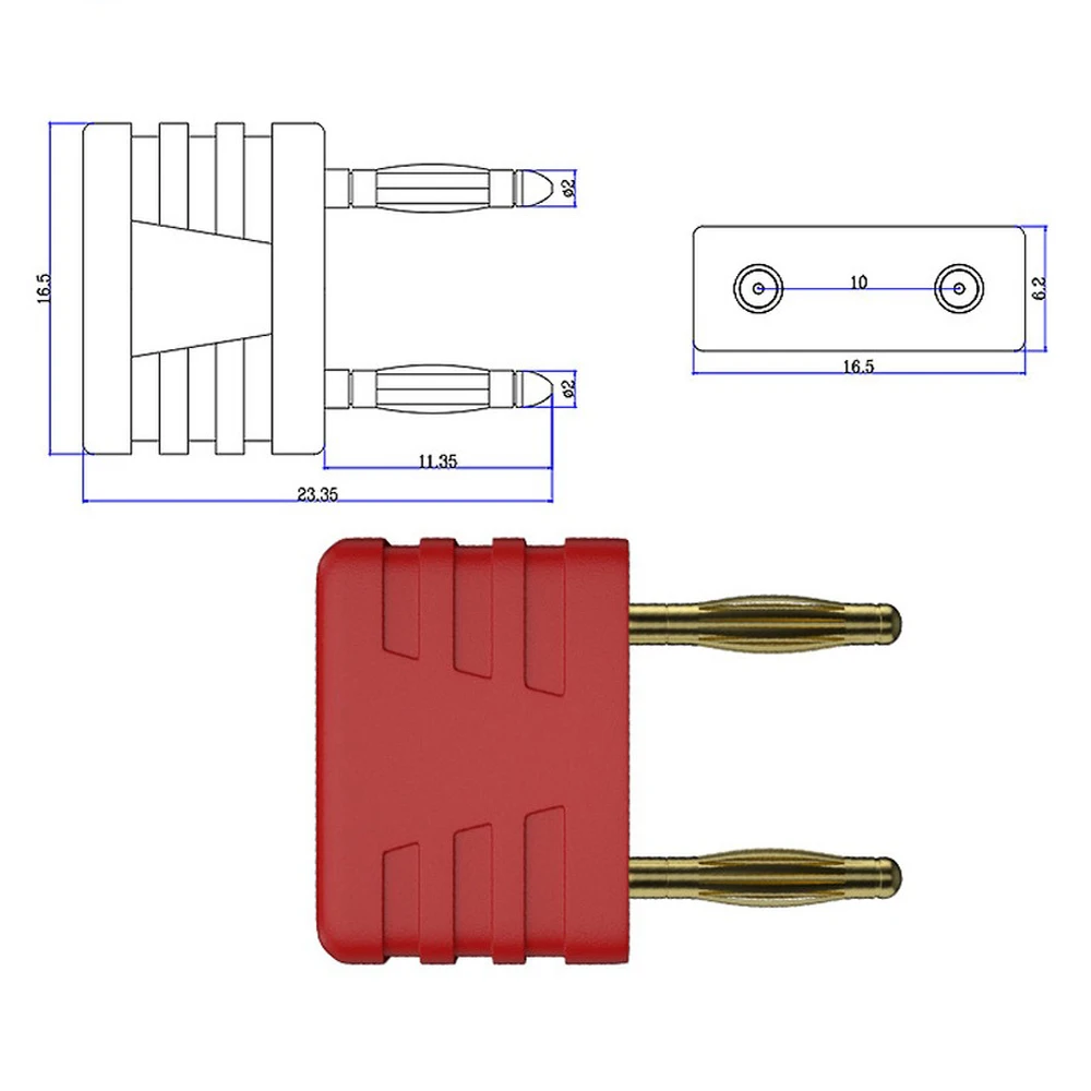 1PCS/5PCS 2MM Gold Plated Copper Banana Plug 10MM Pitch Short Connector ABS Shell Max 10A 30Vac‑60Vdc Test Banana Plug Connector