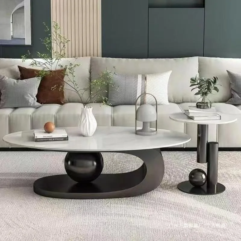 

Oval coffee rock slab coffee simple household living room coffee table small apartment