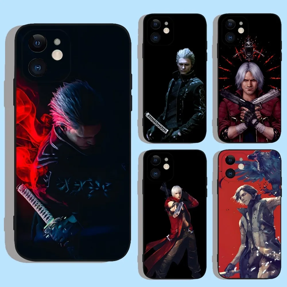 D-Devil May Cry 5 Game Phone Case For Apple iPhone 15,14,13,12,11,XS,XR,X,8,7,Pro,Max,Plus,mini Silicone Black Cover