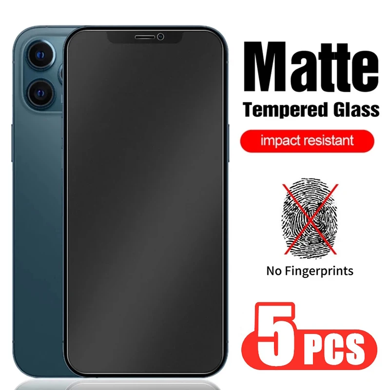 5Pcs For iPhone 11 12 13 14 15 Pro Max Matte Screen Protectors for iPhone 6 8 7 13 14 Plus 5S SE 2022 XR X XS Max Frosted Glass