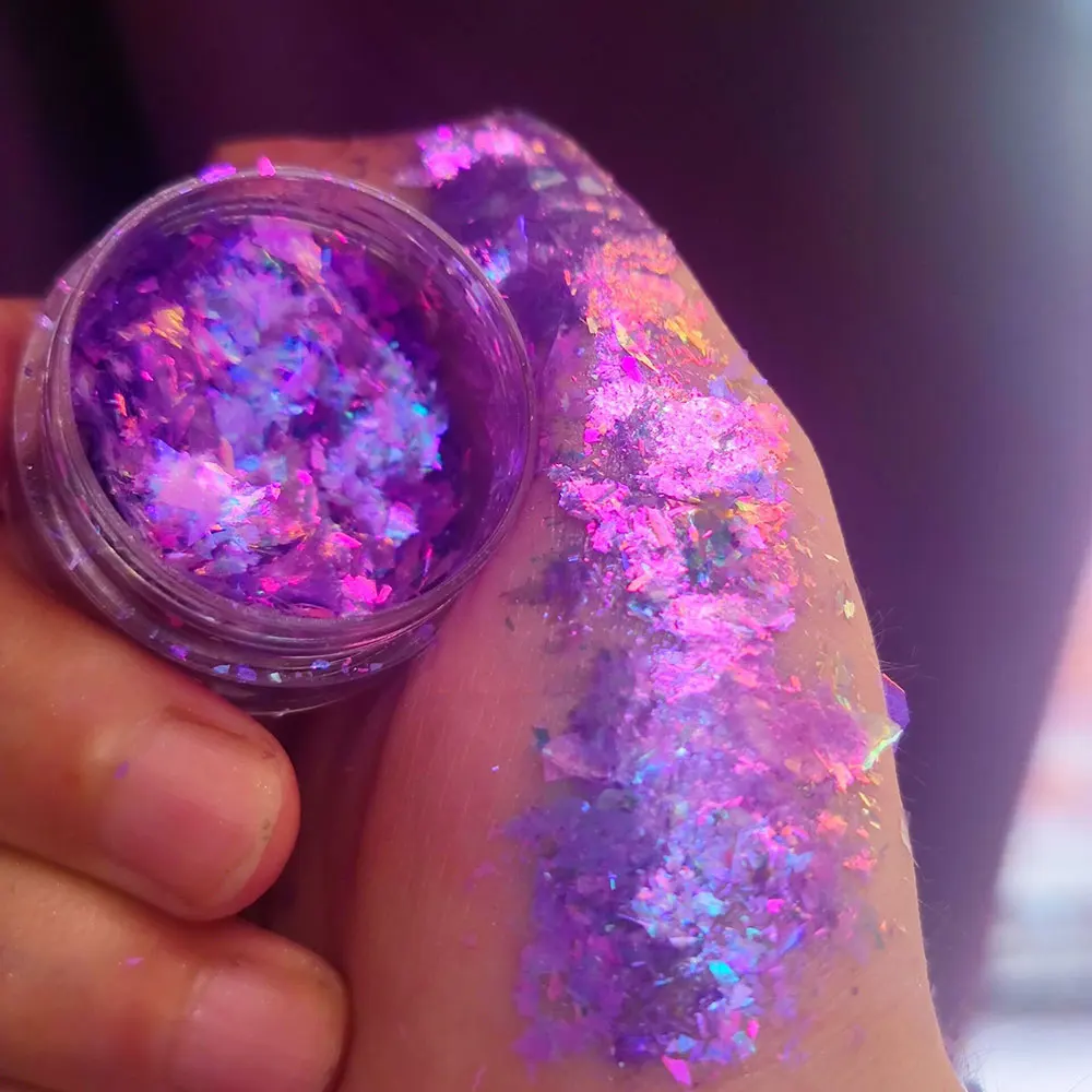 Sparkly Chameleon Nail Opal Flakes Magic Mirror Aurora Thick Nail Sequins Pigment Eye shadow Colorshift Mermaid Nail Chrome Dust