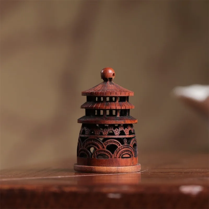 الخشب جوفاء منحوتة الروائح زجاجة مزهرية صغيرة معبد سيارة معلقة الديكور العطر الناشر زجاجة مختومة جرة قلادة #4