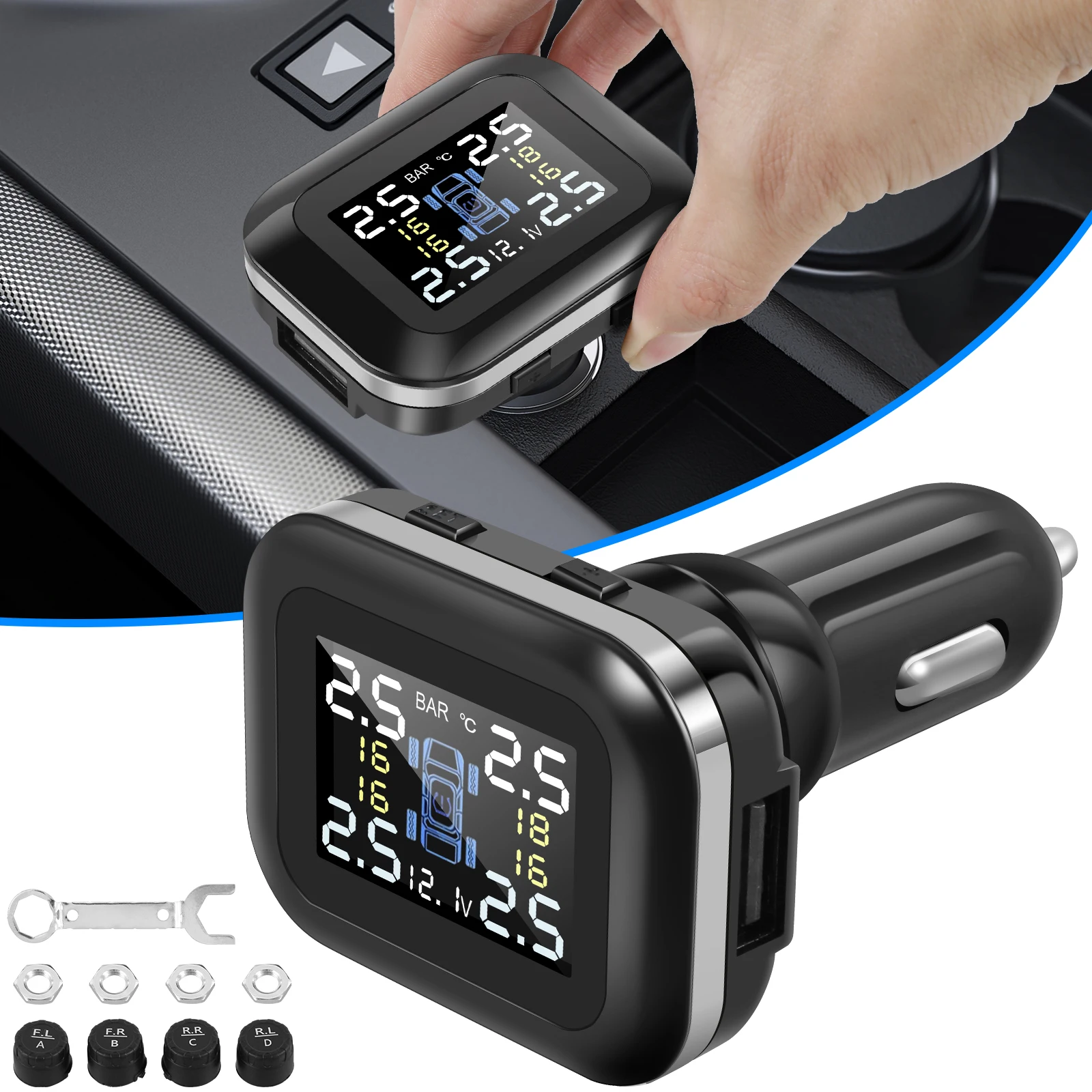Auto Tyre Pressure Digital Meter Diagnostic Tool Car Tire Pressure Gauge TPMS Wireless Real-time Tire Pressure Monitor System
