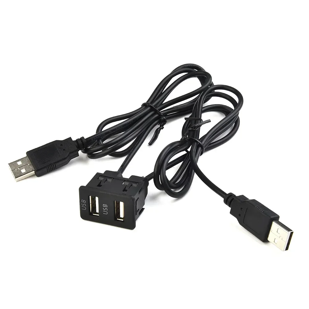 100cm Car Dash Flush USB Port Dual USB Expansion Adapter Cable Embedded Installation AUX Consumable Parts Replacement