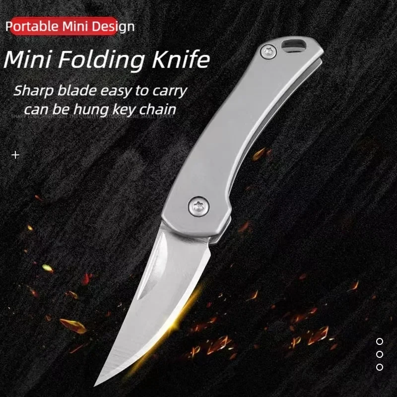 Mini Outdoor Folding Knife Sharp Stainless Steel Knife Open Courier Open Box Pocket Knife Carry Key Chain Pendant Camping Gift