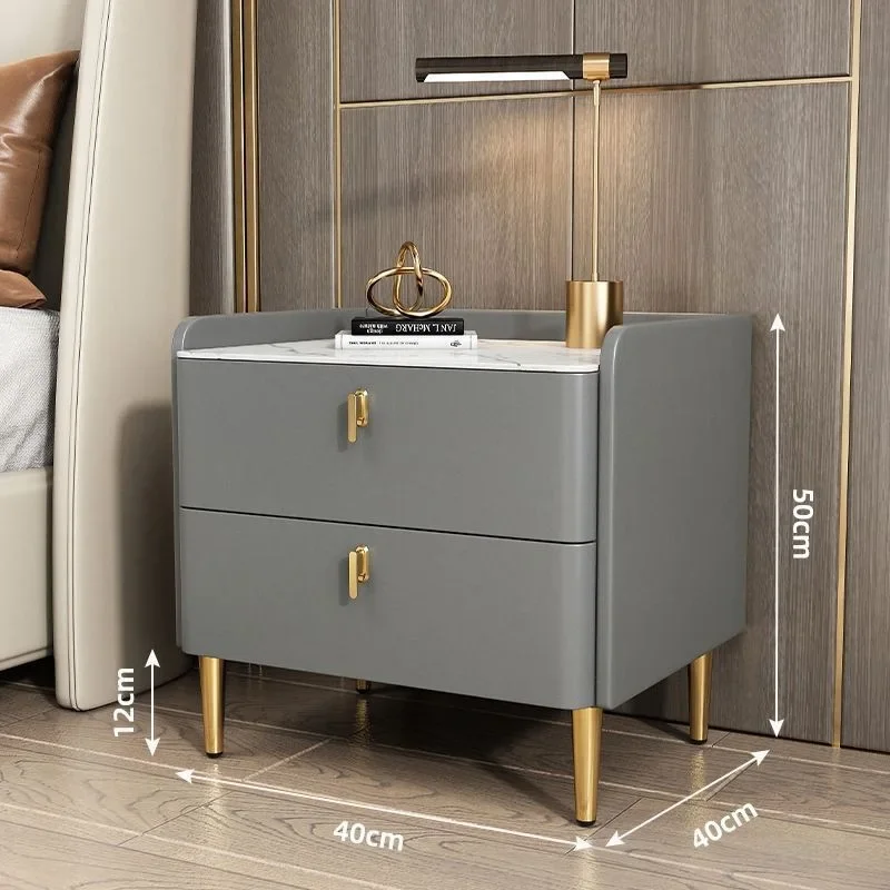 Mesa de cabeceira de armazenamento de madeira maciça Armário, Nightstands Slate, Mini Night Stands para Quarto, Mobiliário de luxo, 2 gavetas, 3 gavetas