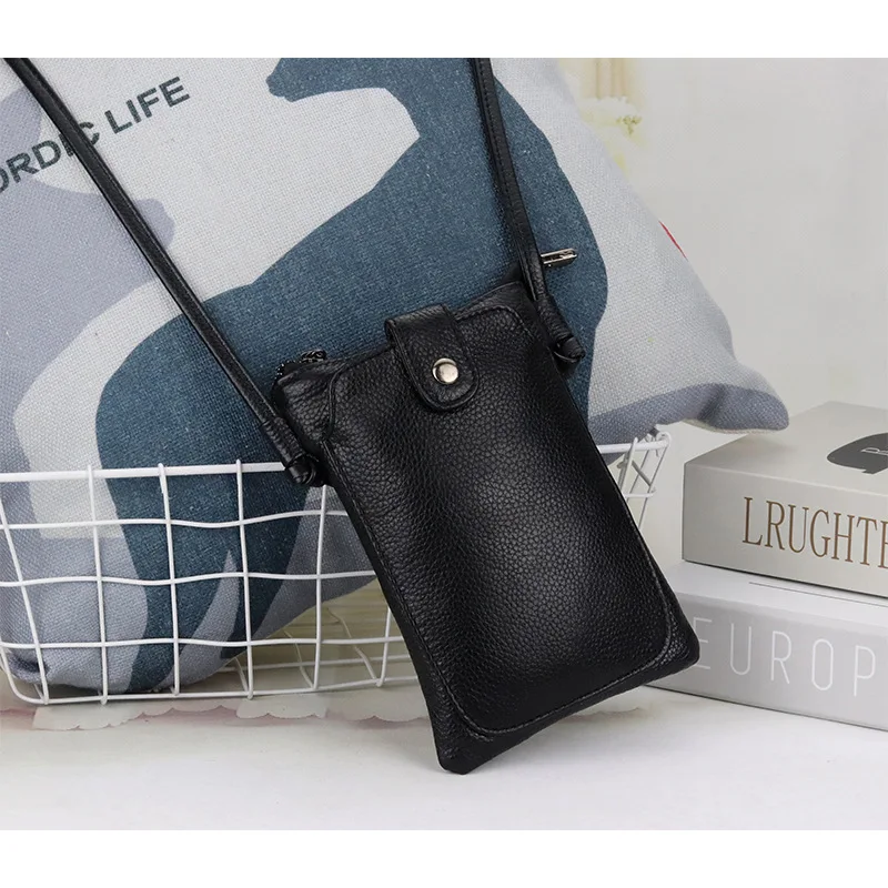 

2025 Hot Fashion Genuine Leather Women Crossbody Phone Bag Vertical Shoulder Bags for Ladies Cow Leather Female Purses