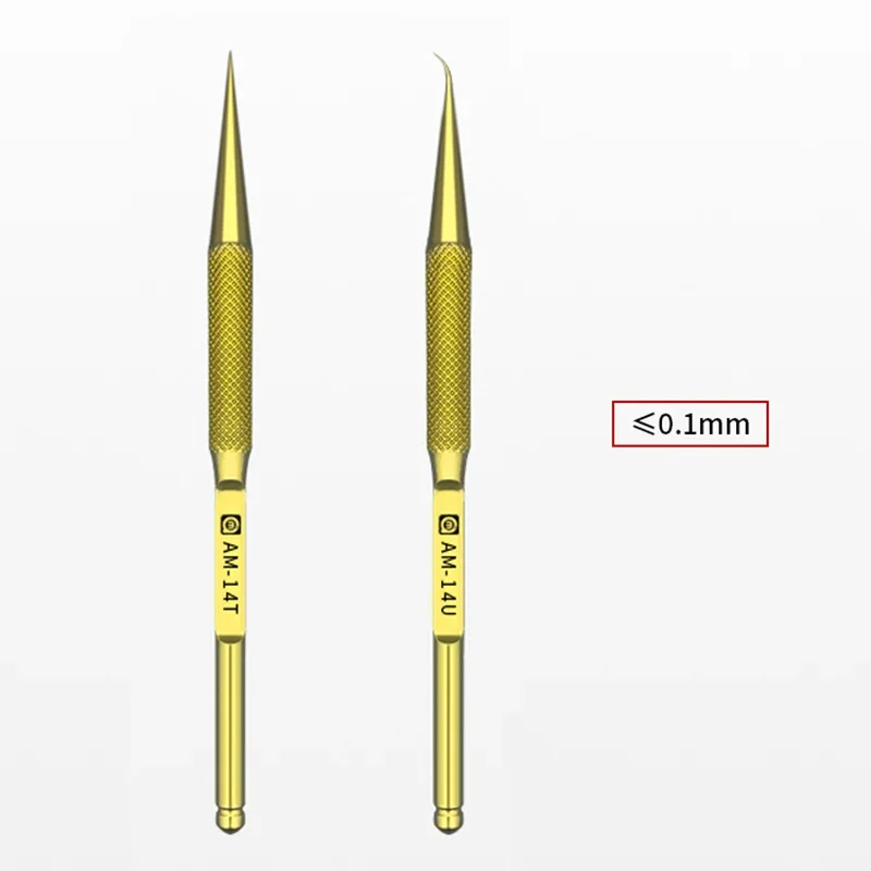 

AMAOE 14T High Precision Titanium Alloy Tweezers Non-magnetic Curved/Straight 0.1mm Tip Tweezers for Mobile Phone Clip Jump Wire