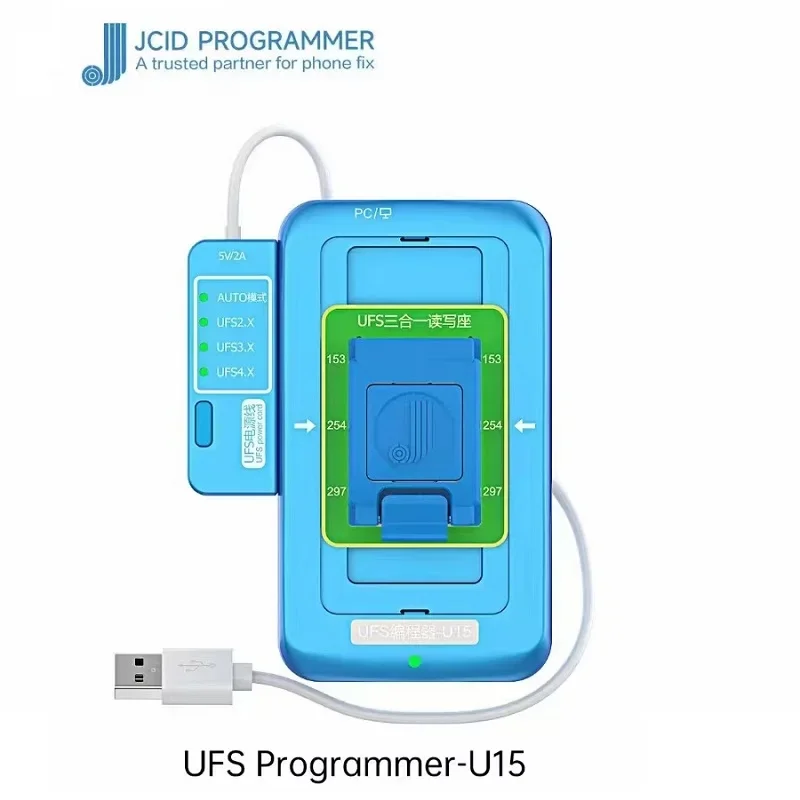 UFS  JC Pogrammer Box U15 3 in 1 Testing Socket BGA153/254/297 for UFS2.X 3.X 4.X NAND Chip Identify Reading Writing Repair