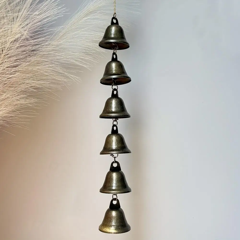 Vintage Wind Chime Weather-proof Metal Wind Bell Cluster with Chain Outdoor Garden Patio 6/9 Bells Wind Hanging Decoration
