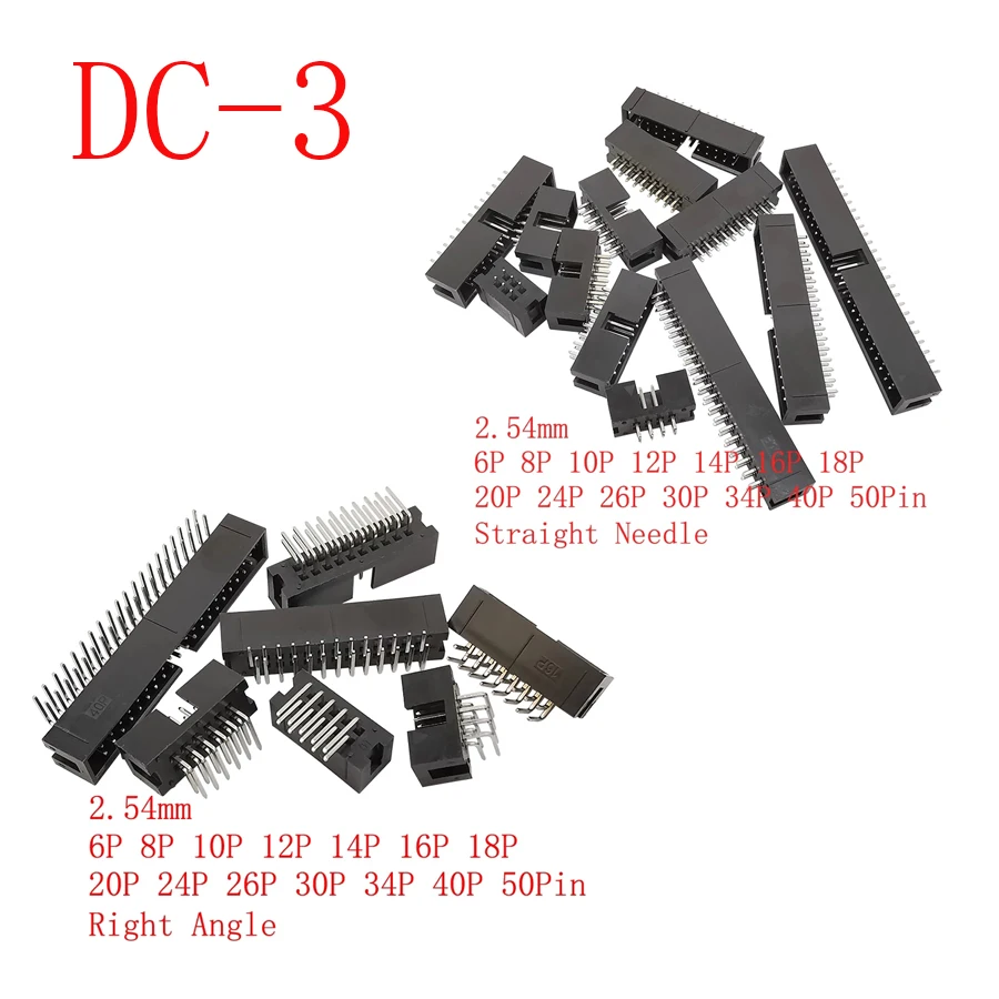 10 шт. DC3 2,54 мм Шаг гнезда разъема коннектора ISP штекер с двумя отверстиями прямоугольный/прямой иглы IDC JTAG Box Headers 6P-50Pin
