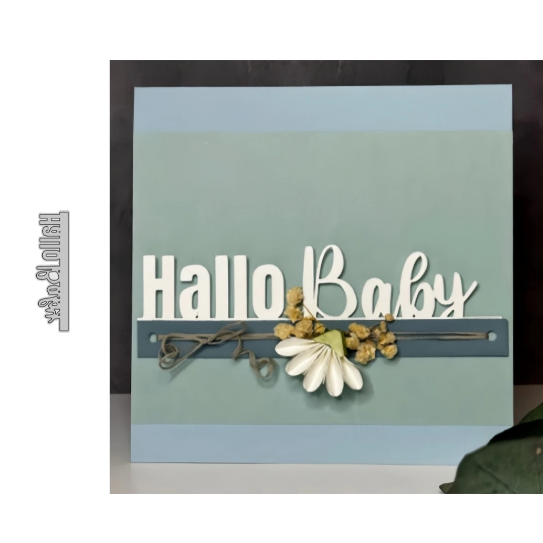 Die brandneue Metall-Stanzformen „Hallo Baby Font“ für DIY Scrapbooking, Kartenherstellung, Schablonen, Prägung, Basteldekoration