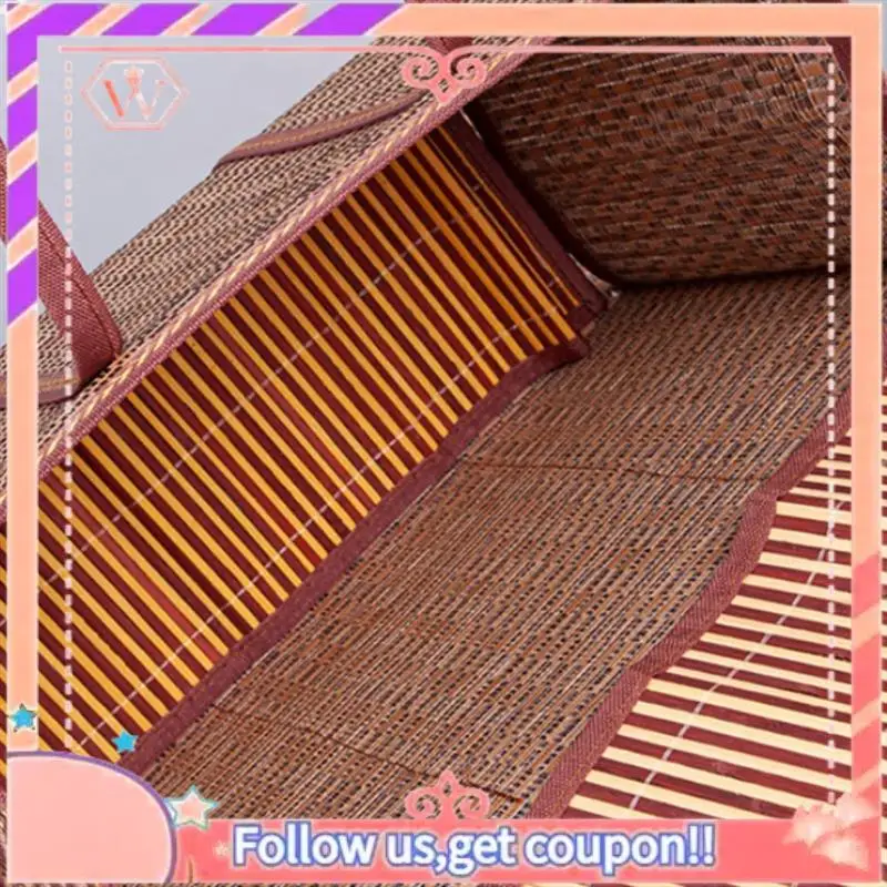 

Upgraded Picnic Woven Basket Storage Bag Handle Folded Fruit Shopping Food Handle Foldable Bamboo Basket