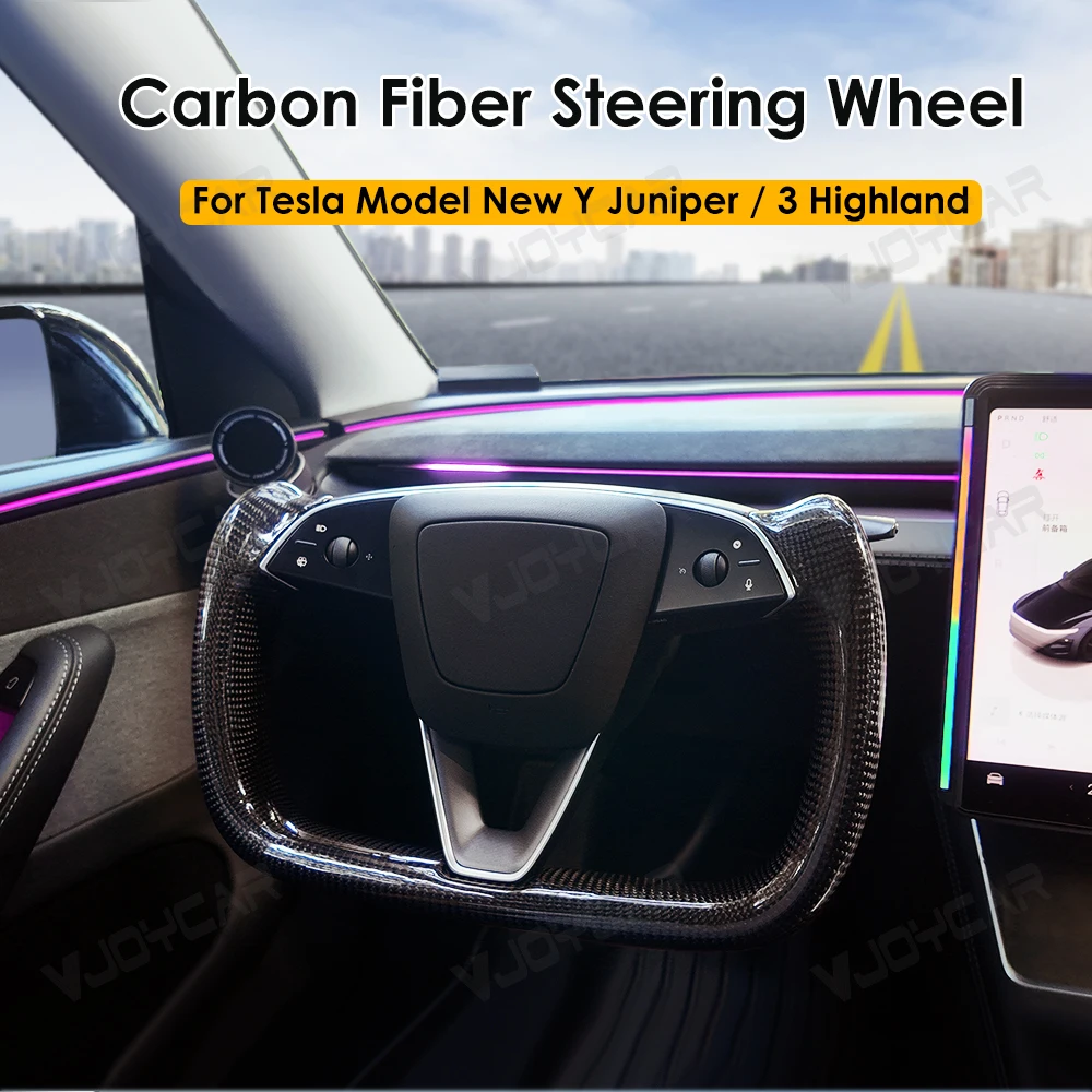 Unique Real Carbon Fiber YOKE Handle for Telsa Model Y Juniper Model 3 Highland Fully Surrounded Carbon Luxurious Yoke Steering
