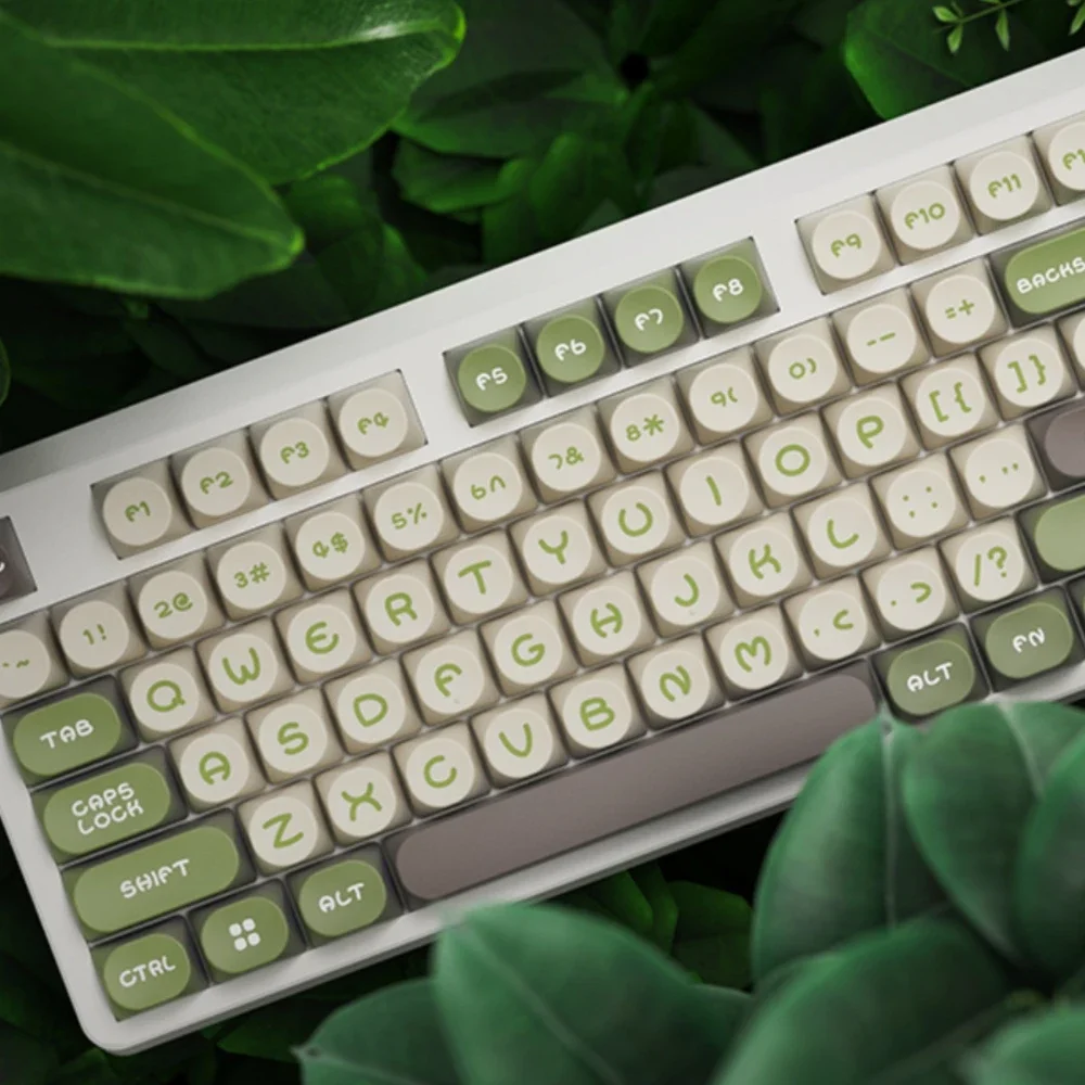 130Keys Contrasting Color MOA PBT Keycaps Round Cute Style Cute Spring Summer Style Diy Mechanical Keyboard Retro Pink Keycap