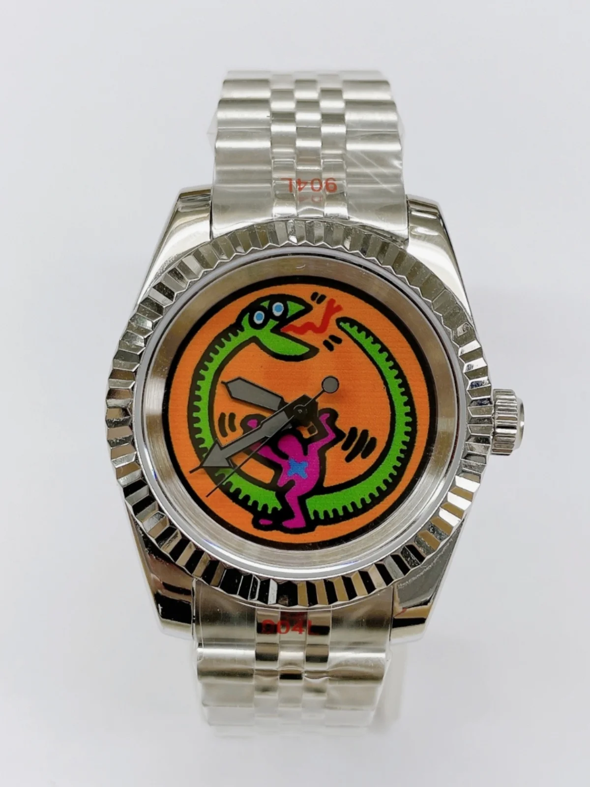 ساعة ميكانيكية للرجال، هيكل حرفي من الفولاذ المقاوم للصدأ مصنوع من زجاج الياقوت مقاس 39 ملم مع حركة NH35