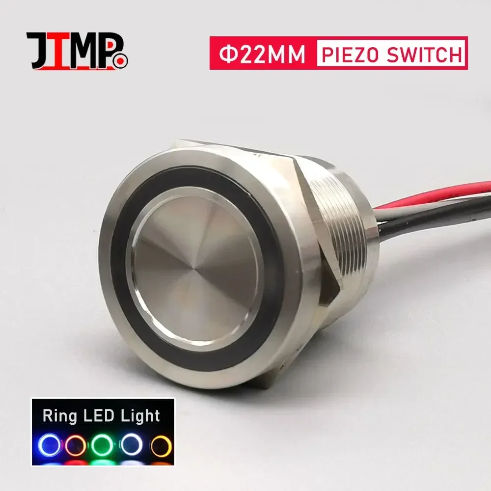 22mm pierścień z płaską głowicą LED Light przełącznik piezoelektryczny typ dotykowy IP68 przełącznik przyciskowy ze stali nierdzewnej