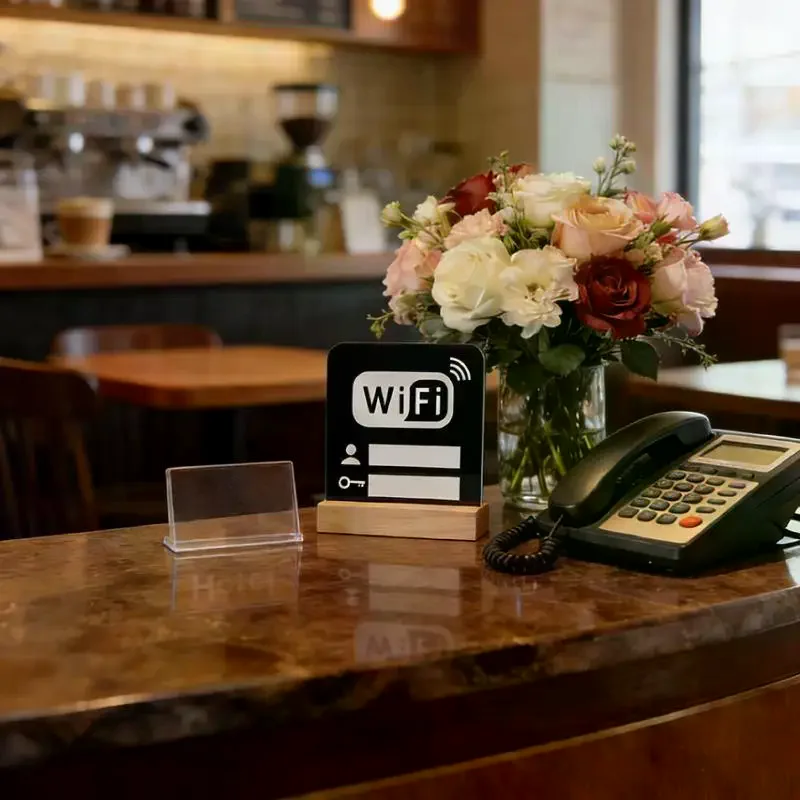1/2Pcs Acrylic Mirror WiFi Sign For Public Places House Shops Handwriting Account And Password Wifi Notice Board Signs