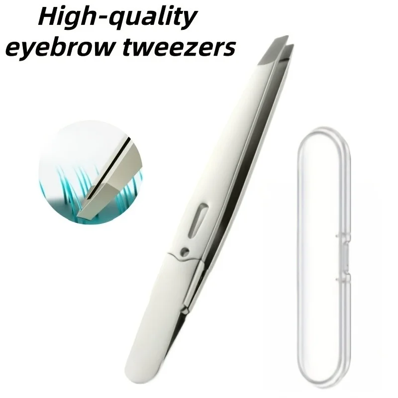 1 PCS Stainless Steel Professional Eyebrow Clip, Oblique Mouth Small Tweezers, Universal Hair Removal Pliers, Safe Beard Removal