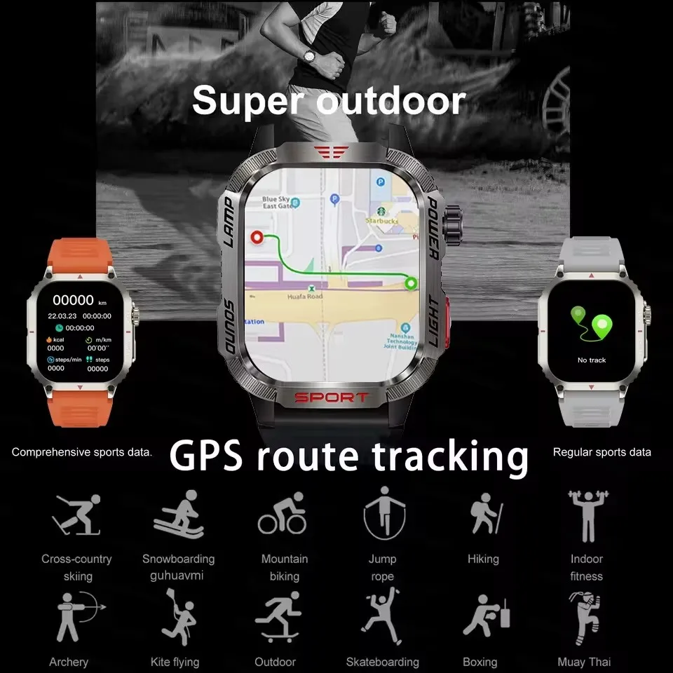 Dla Huawei Xiaomi Outdoor wojskowy GPS inteligentny zegarek mężczyźni 600mAh bateria tętno połączenie Bluetooth IP68 wodoodporny Smartwatch ​ 2024