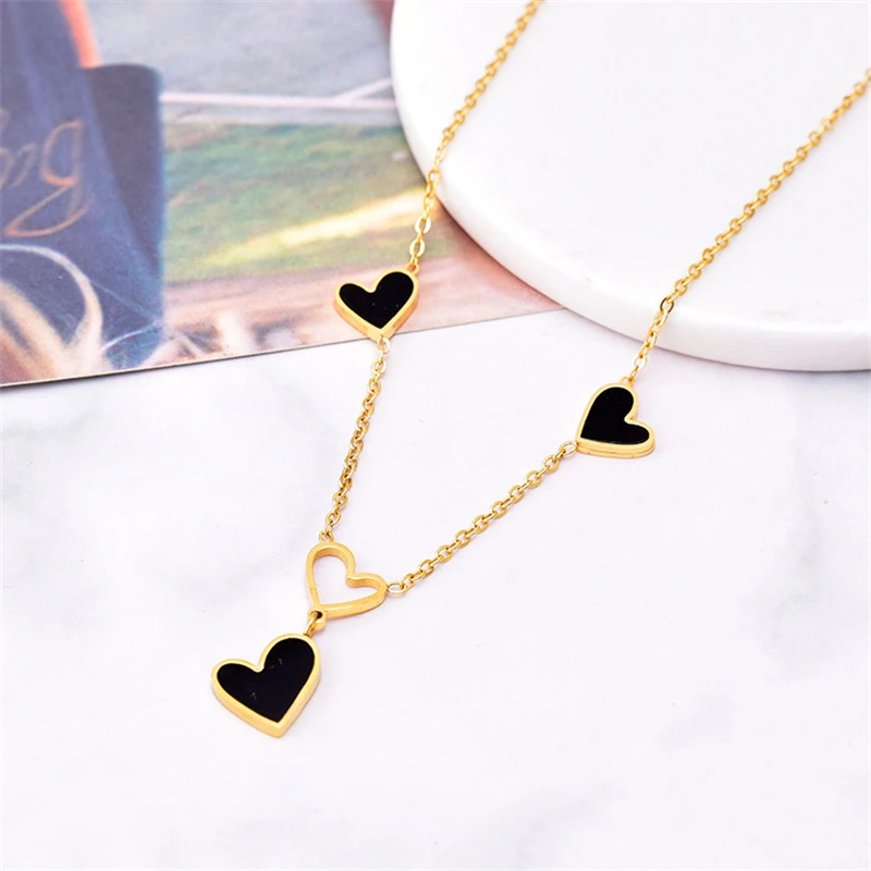 316L Stainless Steel New Fashion Fine Jewelry Minimalism Welding Love Heart Charms Chain Choker Necklaces Pendants For Women