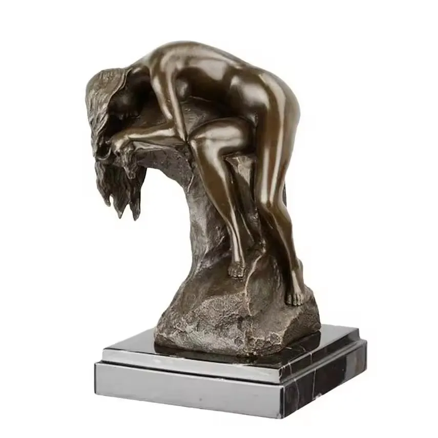 

Bronze Nude Sleeping Woman Statue Modern Female Naked Sculpture Handmade Art Collection Indoor Decoration